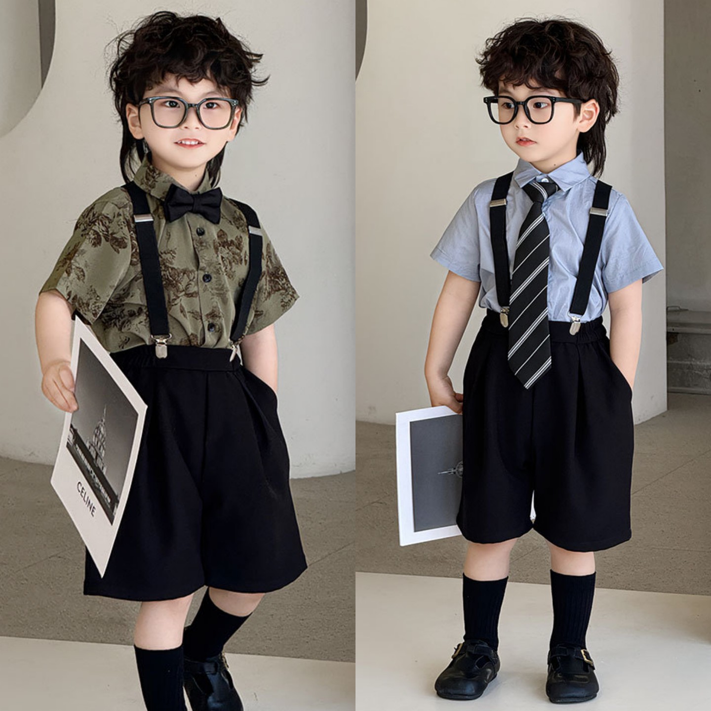 男宝宝西装套装男童小主持人男孩生日西服花童儿童礼服夏季演出服