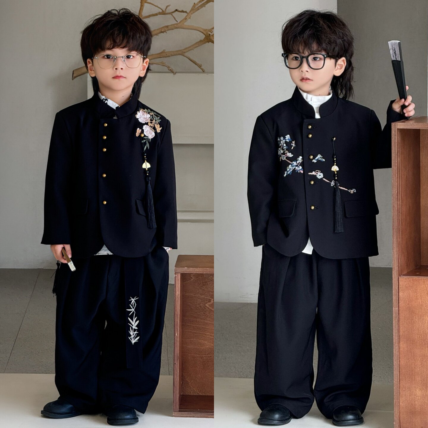 男童小西装套装高级感西服外套儿童中山装十岁生日礼服男孩演出服
