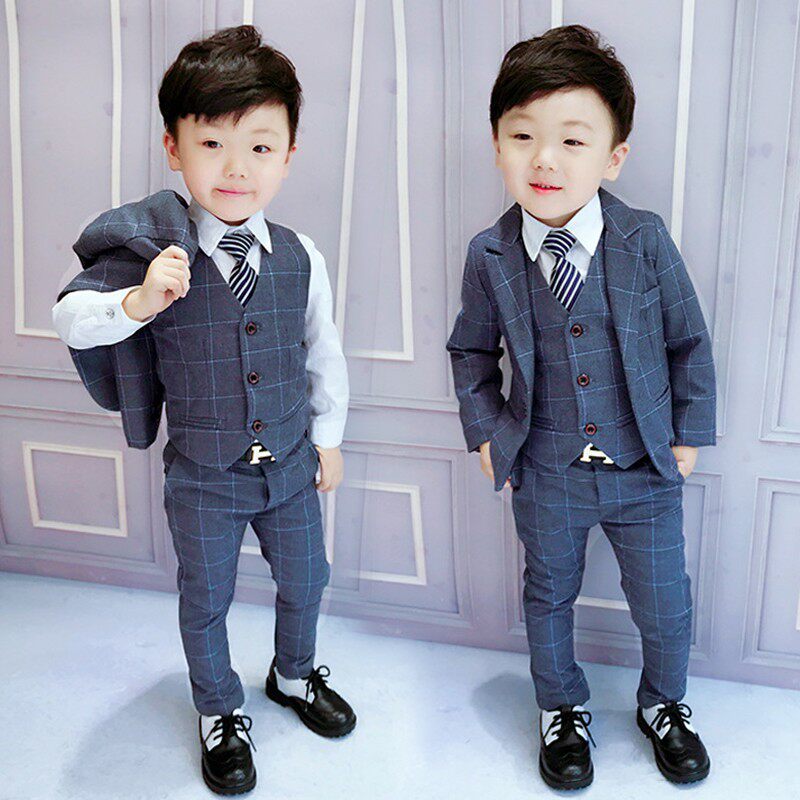 男宝宝一周岁礼服休闲男童西装套装春秋帅气帅气小少爷套装英伦风