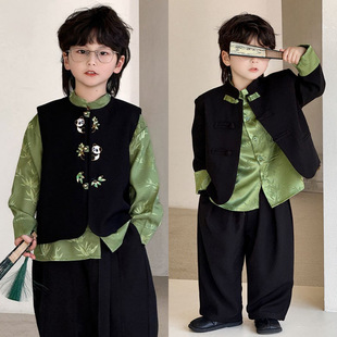 儿童礼服套装中山装男孩十岁生日西服男童西装演讲比赛演出服男宝