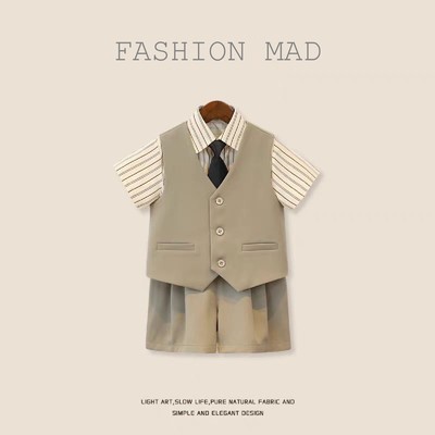 幼儿园毕业典礼男孩礼服男童钢琴演奏演出服小男生生日西装套装夏