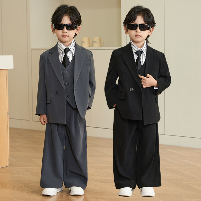 男童礼服痞帅休闲宝宝儿童西装套装秋季男孩生日服装花童婚礼西服