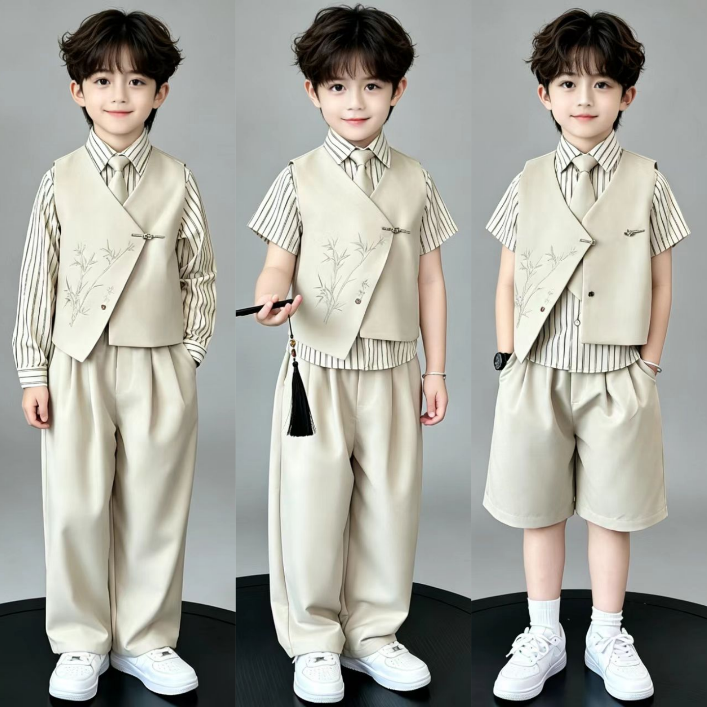 儿童西装礼服中山装男童小主持人国风西服套装十岁男孩生日衣服10