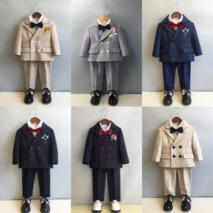 儿童西装春秋男宝宝一周岁宴礼服男童西服套装小男孩参加婚礼穿搭