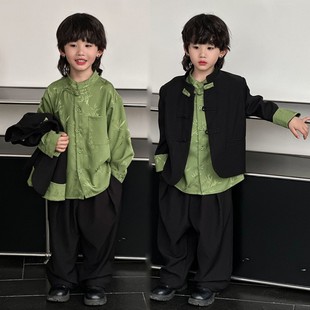 男童中山装新中式西装套装演出服儿童摄影写真拍照男孩艺术照服装