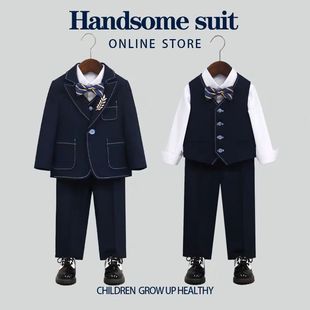 男童礼服主持人服装小男孩西服口才比赛儿童西装套装儿童秋冬加绒