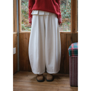 宽松叠穿花边阔腿裤 裤 灰色卫裤 冬季 子 女加绒保暖休闲裤 BLUEerror