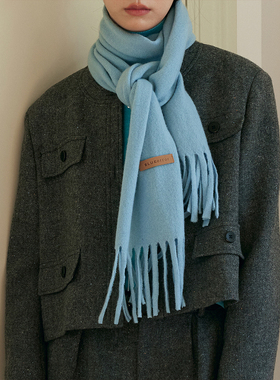 BLUEerror 冬日氛围 全羊毛软糯亲肤流苏围巾女秋冬舒适保暖搭配