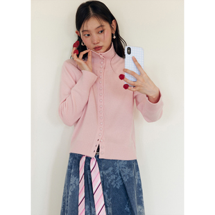 BLUEerror 全羊毛亲肤修身 高领针织开衫 女慵懒保暖毛衣秋冬打底衫