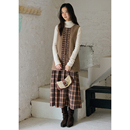 长裙冬季 BLUEerror 假两件圆领毛呢背心连衣裙女慵懒羊毛保暖无袖