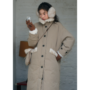 外套 羽绒服女配斜挎包冬季 BLUEerror 保暖仿水貂毛领拼接保暖长款