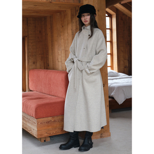 呢子 双面呢大衣女收腰毛呢外套冬季 BLUEerror 全羊毛立领保暖长款