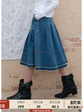 【3/23 00:00新品】法式高腰纯棉牛仔半身裙女长款a字裙春季裙子