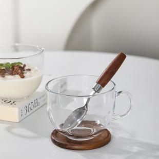 儿童早餐杯大容量玻璃燕麦杯牛奶杯带把手简约家用大肚杯