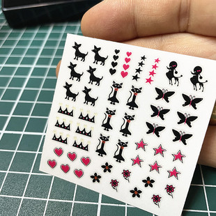 stickers可爱狗狗指甲帖静电背面无胶花大人小孩防水 Nail art