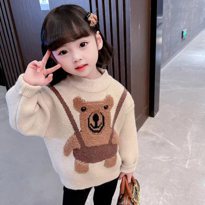 宝宝加绒毛衣秋冬保暖圆领针织衫