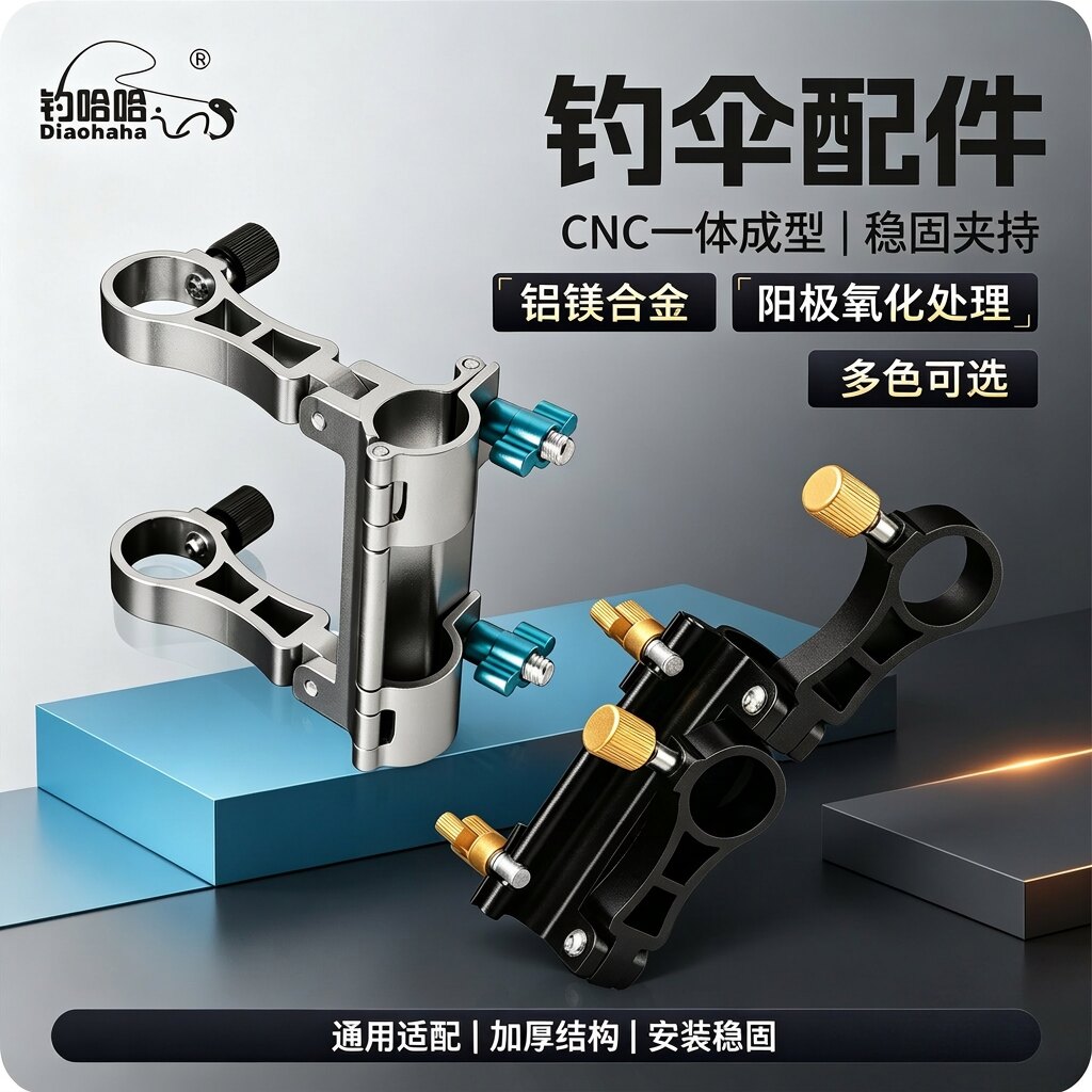 新款伞架便携可折叠铝镁配件钓伞通用轻量支架固定多功能连接器