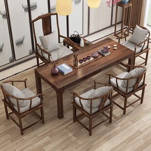 轻奢茶台实木1米8茶桌家用现代简约功夫禅意新中式茶桌椅组合小型