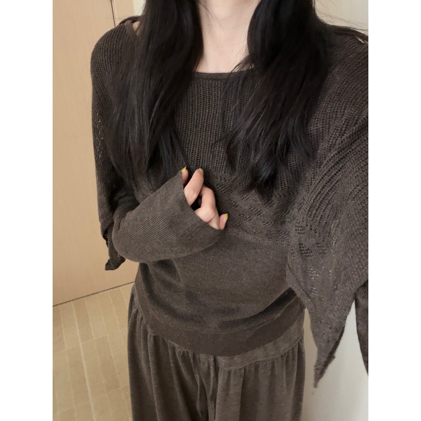 此外假两件带披肩针织衫女图片