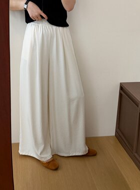 此外 薄款阔腿裤休闲高腰宽松版型白色女士2026年夏松紧腰防晒裤