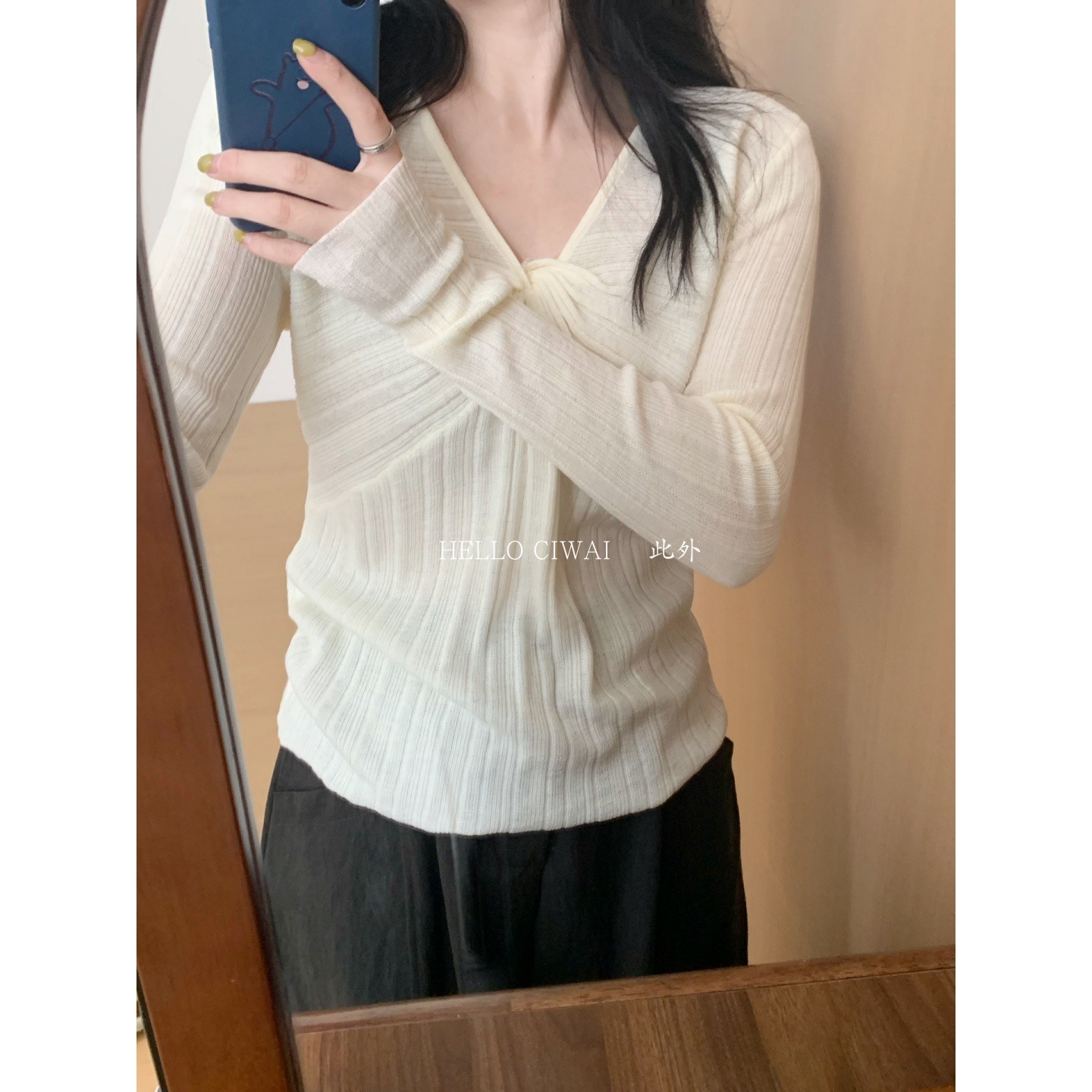 此外绞花个性领子设计感针织衫图片