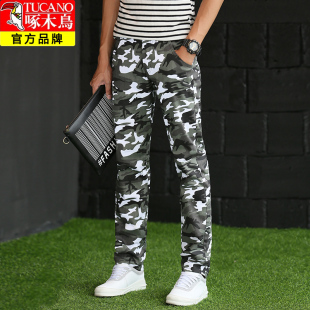 长裤 啄木鸟休闲男生裤 迷彩裤 春季 子部队弹力潮牌耐磨宽松直筒男款