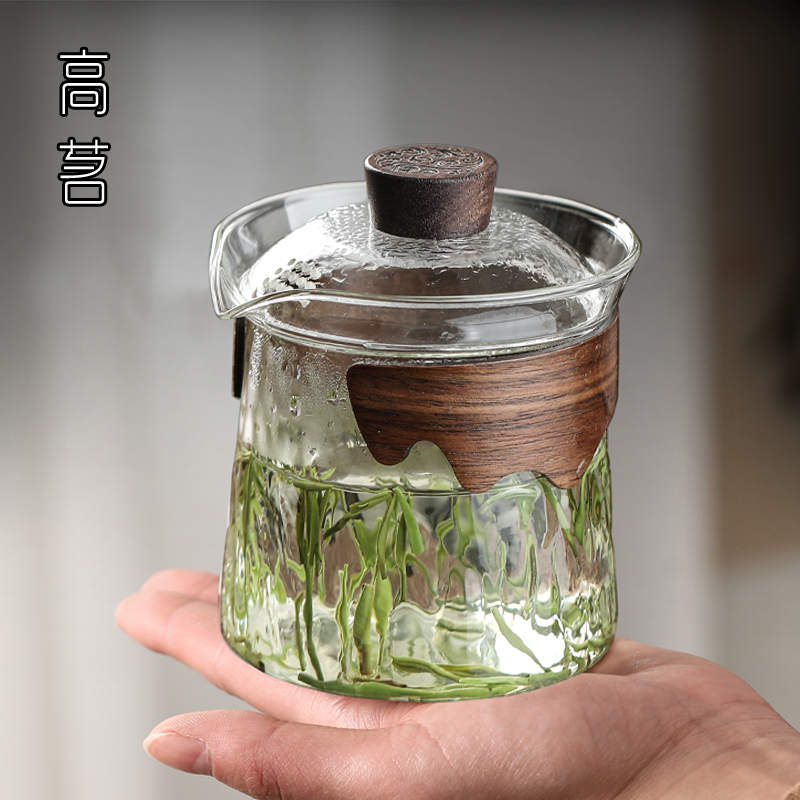 高茗盖碗不烫手大号玻璃功夫茶具
