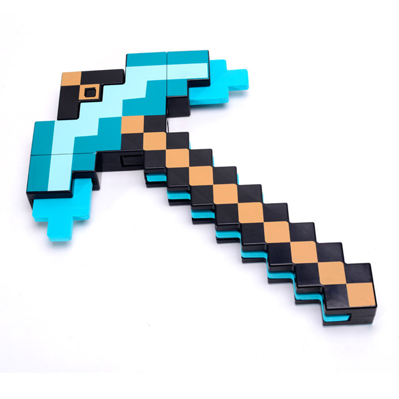 我的世界minecraft周边游戏玩具钻石剑发光声变色剑变形剑镐武器