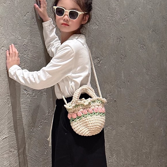 成品手工编织日系零钱包单肩包