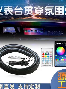 汽车LED前挡玻璃氛围灯改装车内中控气氛灯通用USB插口装饰氛围灯