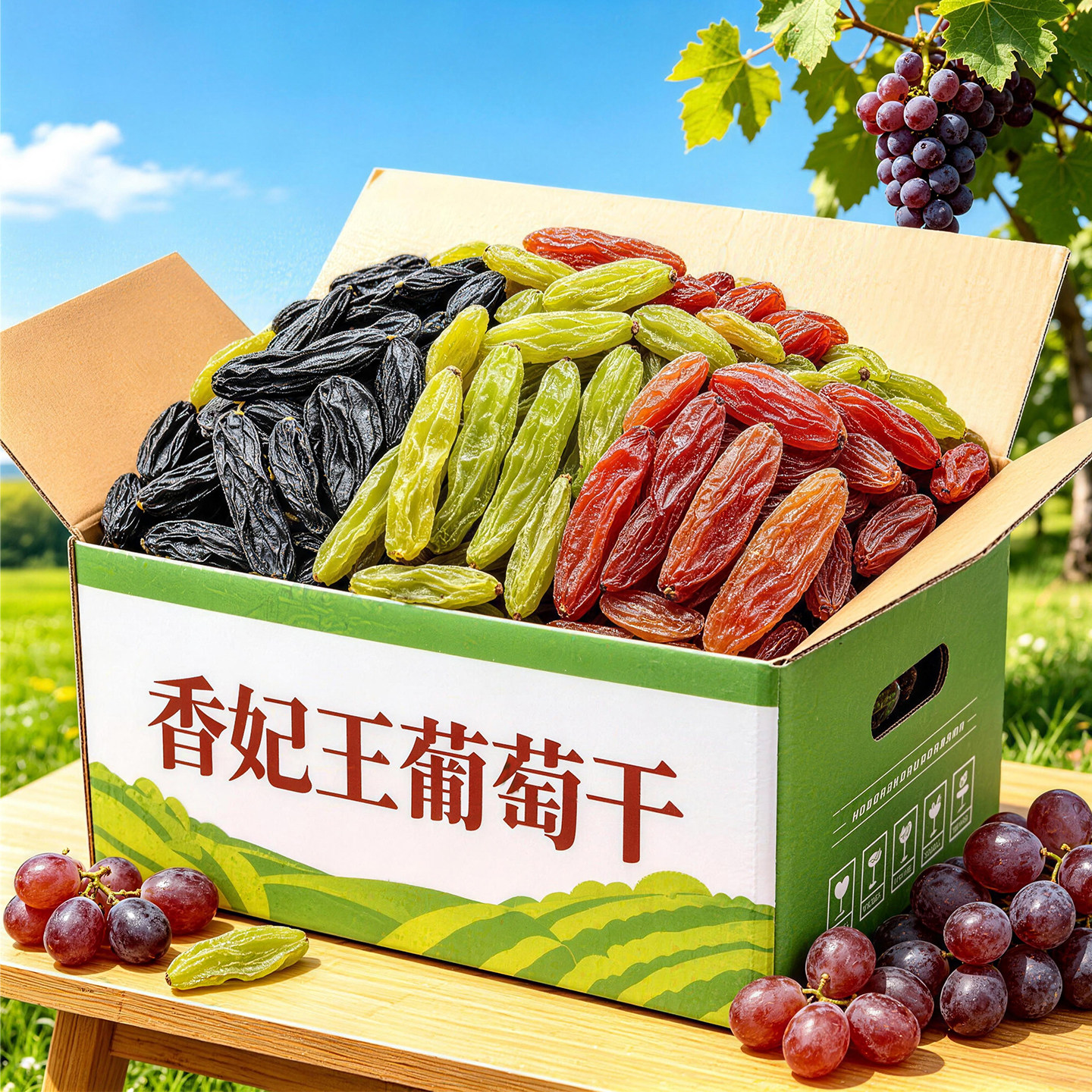 新疆三色绿红香妃王葡萄干超大蓝宝石黑加仑提子干商用批发非特级
