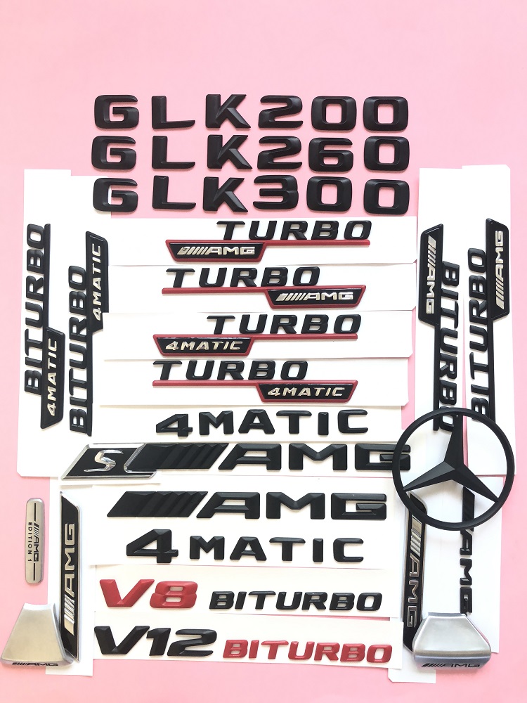 新BENZ奔驰车标GLK200 GLK260 GLK300后尾标改装标AMG 4MATIC黑色