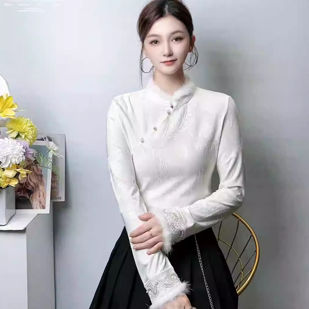新中式国风打底衫女气质立领