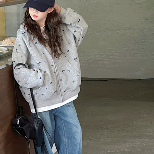 韩国女童外套儿童连帽卫衣开衫2025春秋新款大童春装女孩时髦上衣