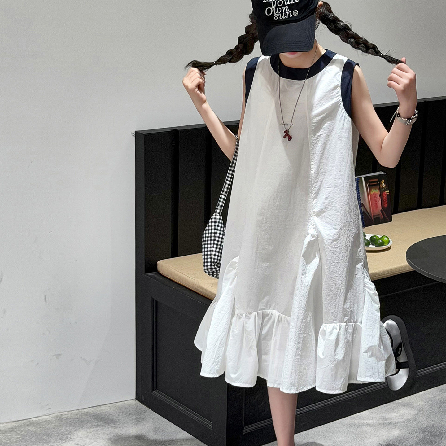 果儿kids撞色女童夏装连衣裙儿童无袖背心裙2026新款女孩裙子薄款
