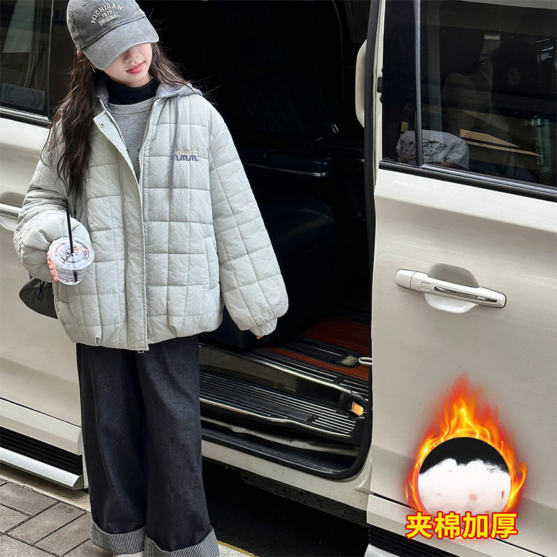果儿kids韩系儿童轻薄棉服女童秋冬外套2025新款女大童夹棉厚棉袄
