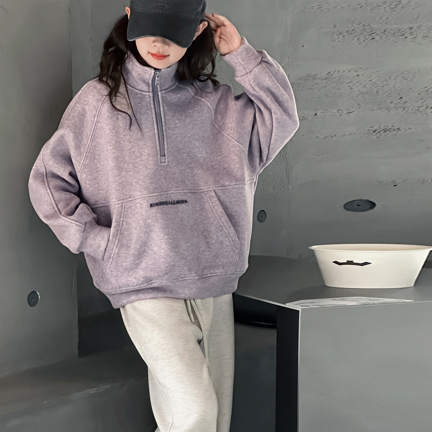 童装女童加绒卫衣儿童半高领开衫2026新款中大童冬季上衣女孩衣服