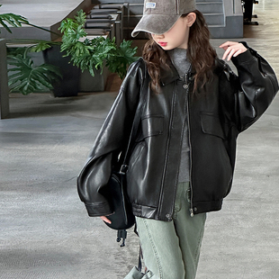 港风女童复古皮衣儿童外套2025新款女孩春秋装上衣女大童夹克洋气