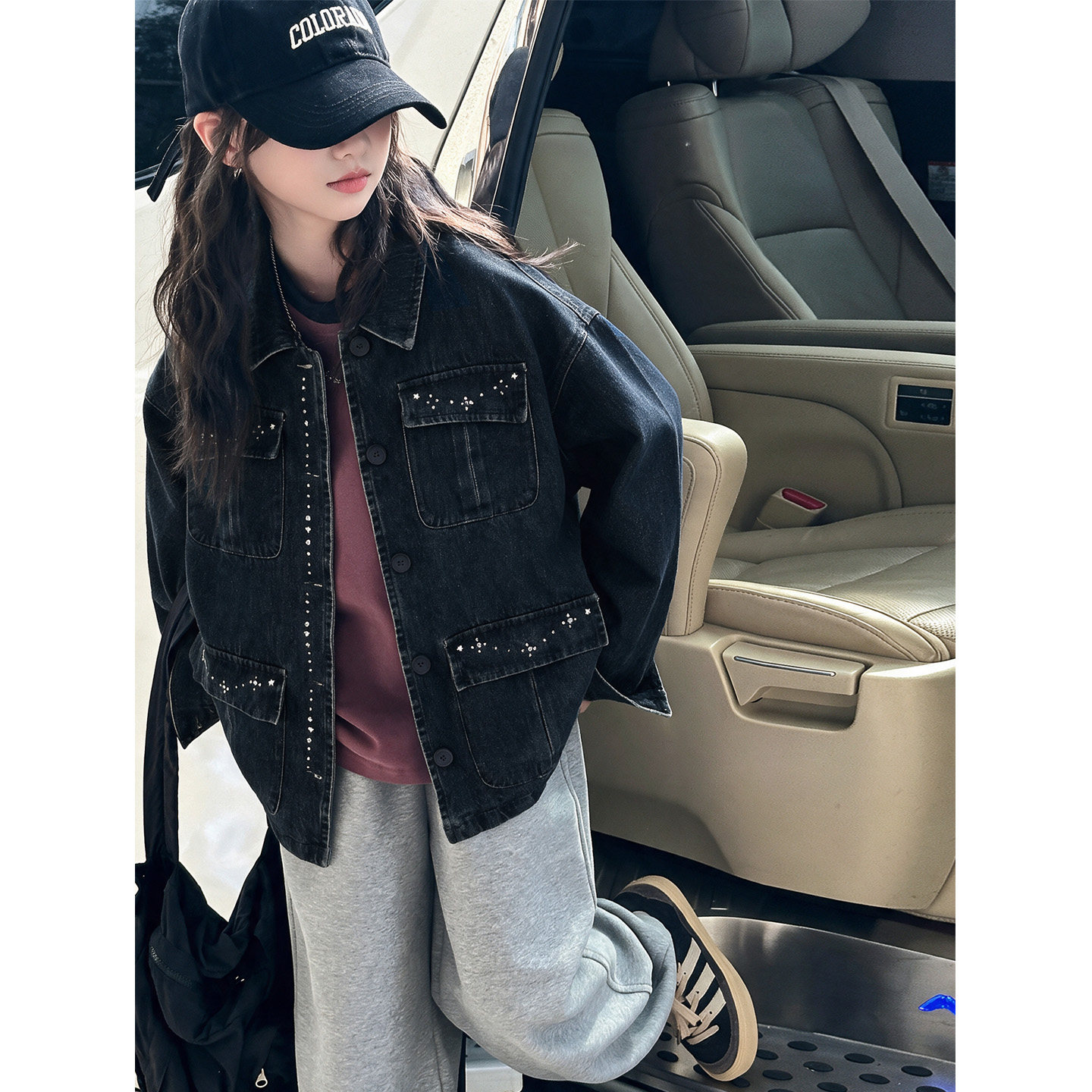 亮钻女童牛仔外套秋装2026新款