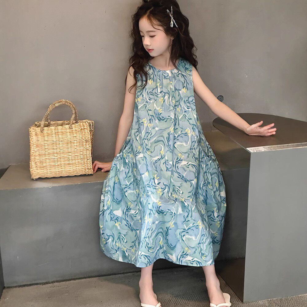 度假风女童连衣裙儿童碎花公主裙夏装2026新款洋气中大童女孩裙子