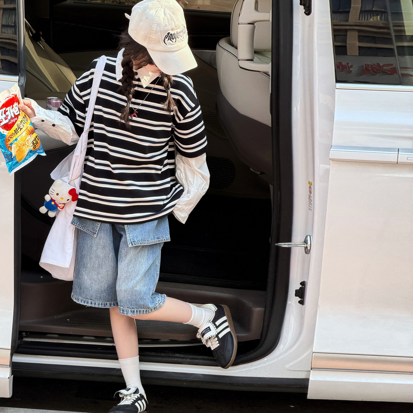 假两件女童夏装套装儿童防晒衫牛仔短裤2026新款韩夏季女孩两件套