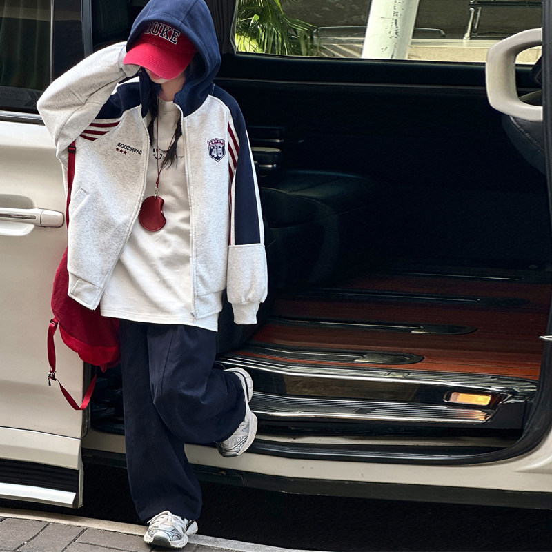 果儿kids韩系女童外套儿童棒球服2025秋装新款洋气中大童连帽卫衣