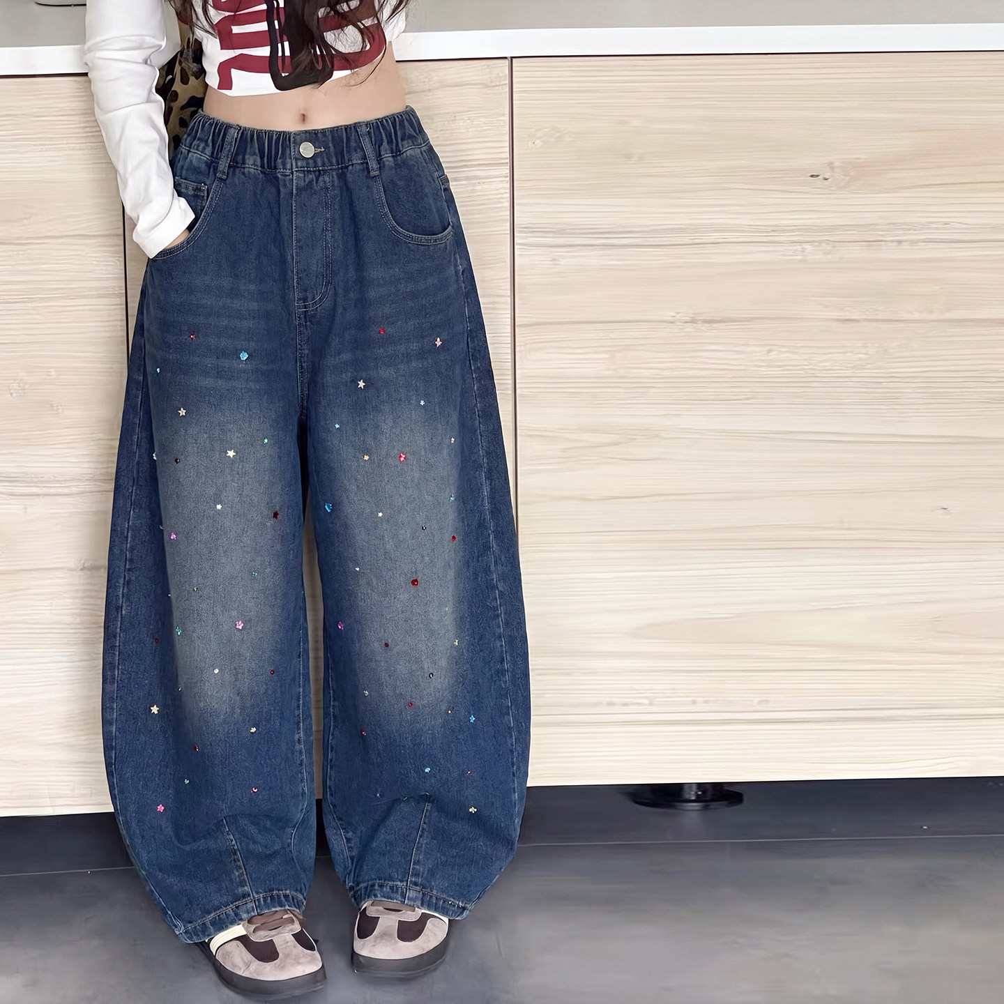 女童廓形牛仔裤儿童休闲裤春秋装