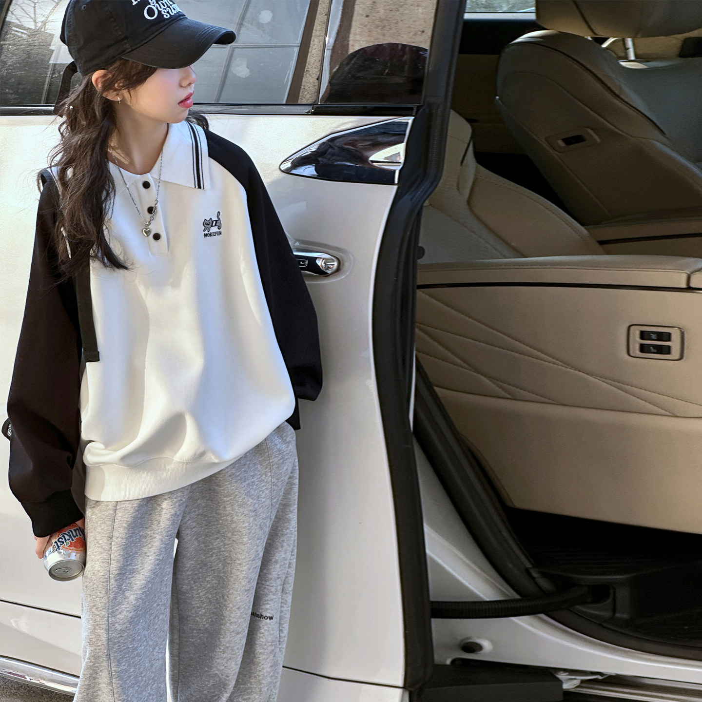 童装女童春装polo领卫衣2026春秋新款大童女孩洋气时髦上衣韩版潮