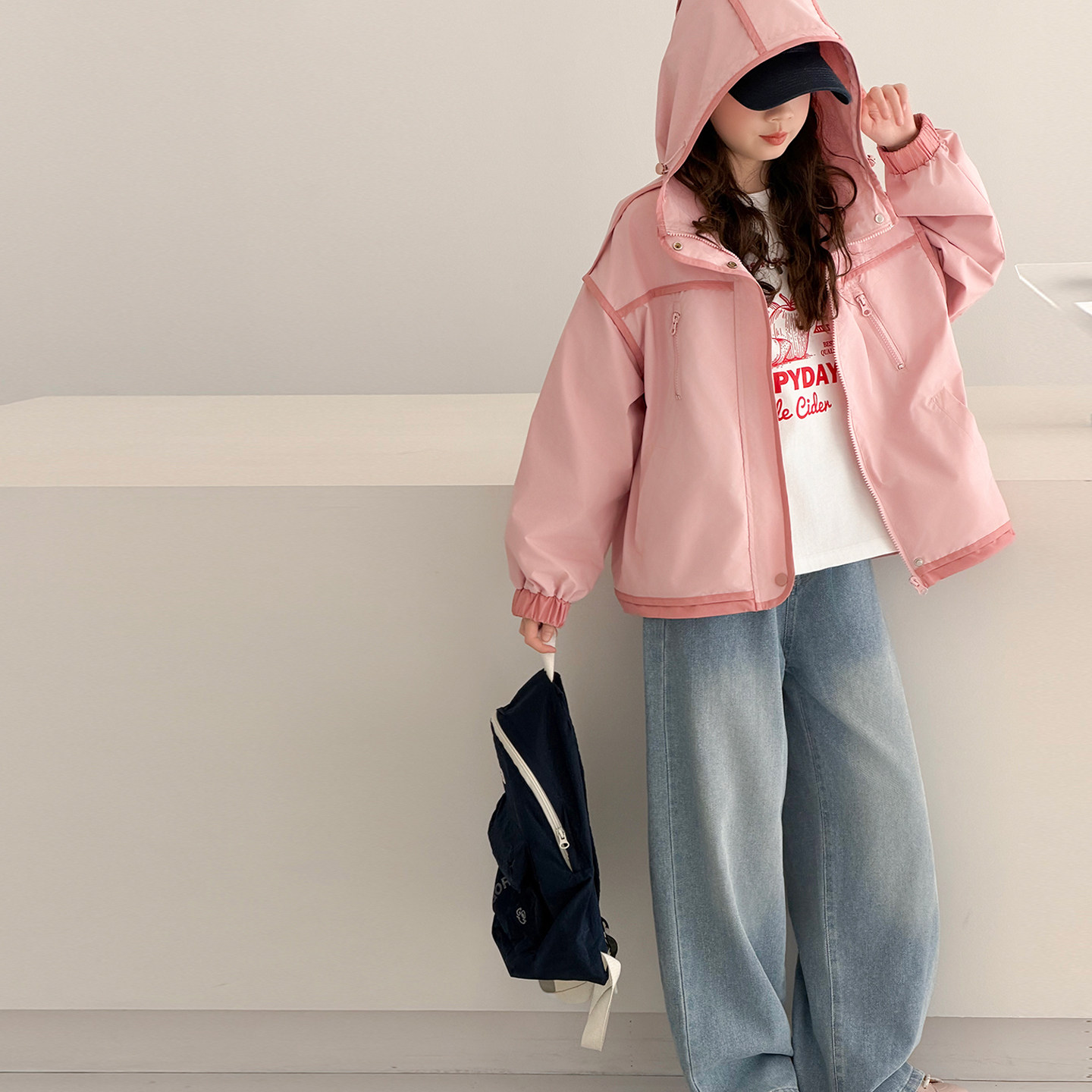 童装女童外套春装儿童拼色风衣2026新款大童女孩春秋上衣洋气时髦