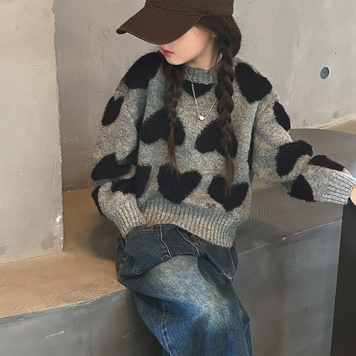 女童爱心毛衣儿童针织打底衫