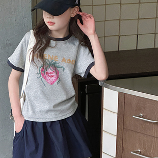 韩国童装女童短袖儿童短款上衣2026夏装新款洋气时髦女大童半袖t