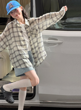 女童格子衬衫儿童防晒衫