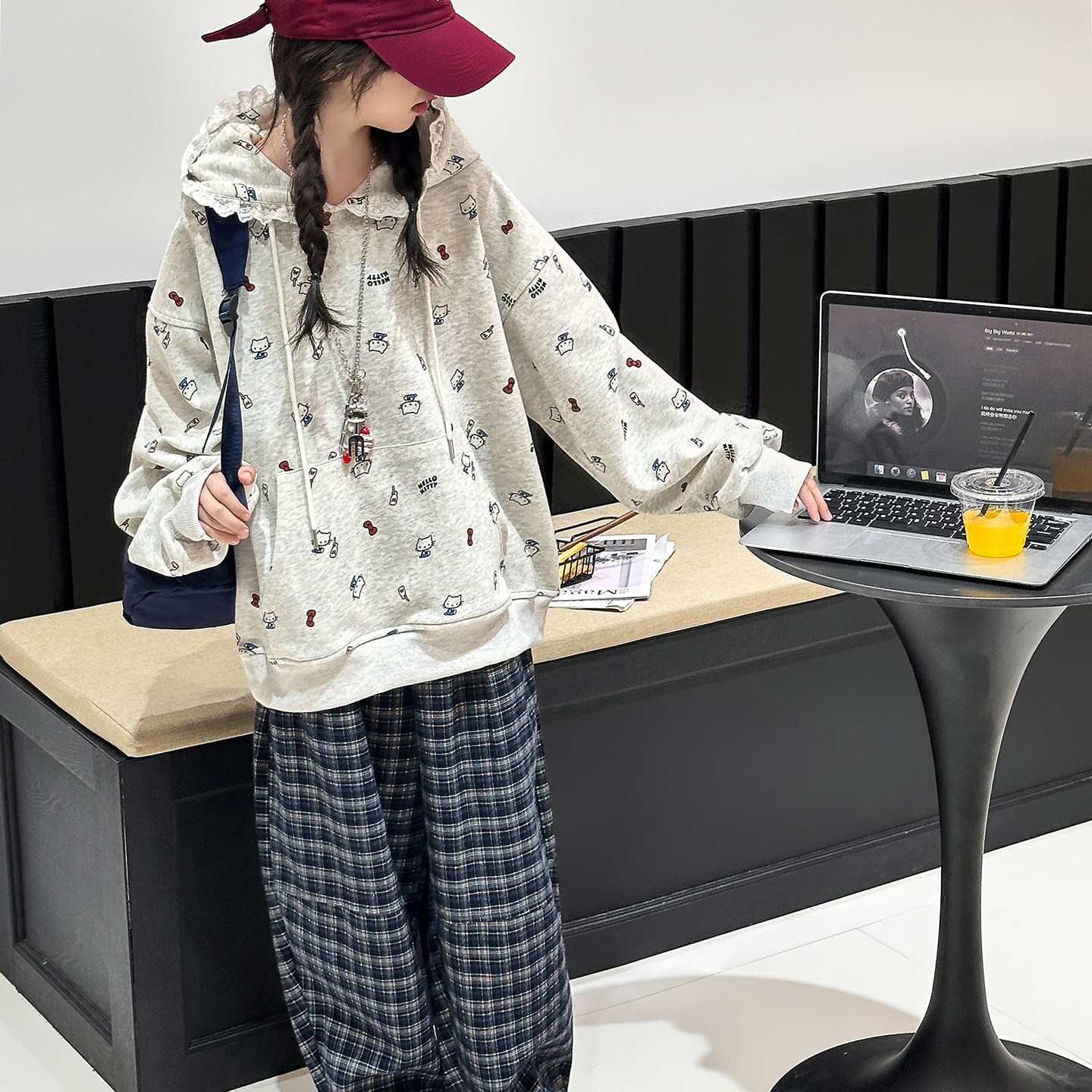 童装女童卫衣儿童连帽花边休闲外套2026春秋新款大童女孩时髦上衣