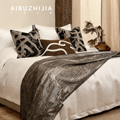 中古诧寂风民宿观釉八件套样板间展厅床上靠垫被套简约高级感床品